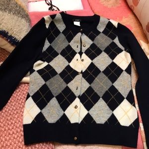 wool argyle cardigan